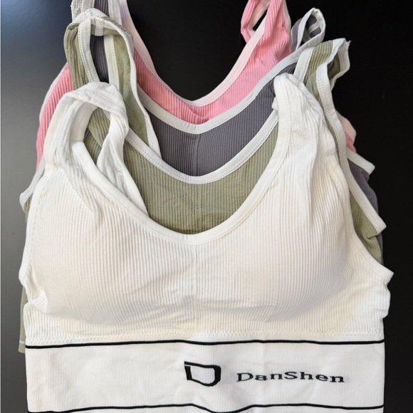 Other - Women's Ribbed Bralette Set - White, Pink, Gray, Green